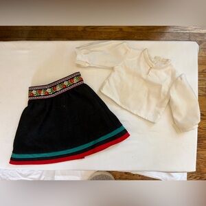 American Girl Doll White Top w/ Black Skirt with Holiday Accent Belt, Kirsten